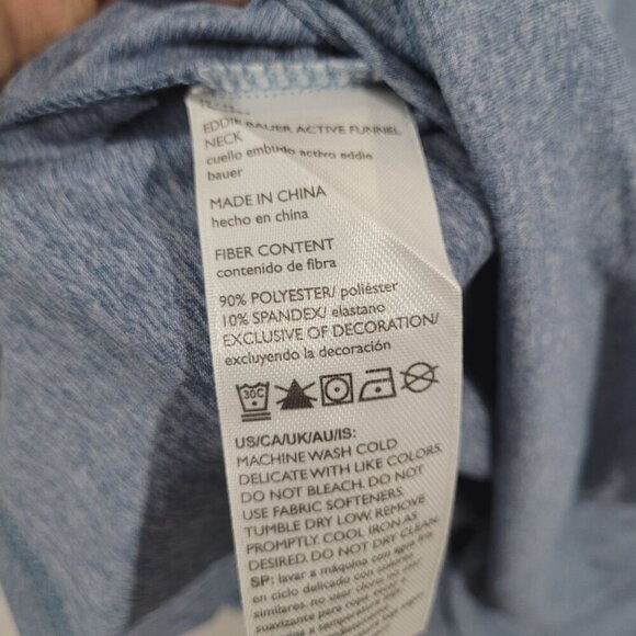 NWOT Eddie Bauer Womens M Blue Funnel Neck Pullover Top Long Sleeves Kangaro - Picture 5 of 6